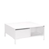 Adore Mobilya Kare Orta Sehpa - Diamond Beyaz Lazer kesim metal ayaklar 2 adet raysız çekmece 2 adet kullanışlı açık bölme 90 x 42 x 90 cm (Genişlik x Yükseklik x Derinlik)