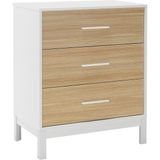 Adore Mobilya London 3 Çekmeceli Şifonyer-Meşe-Beyaz 73x88x45 Cm (Gxyxd) - Meşe - Beyaz