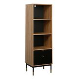 Adore Mobilya Madrid Büfe Ceviz Siyah 48x40x154.5 cm 3 Bölmeli Çekmeceli Kitaplık