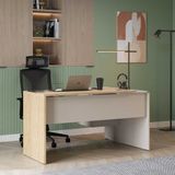 Adore Mobilya Madrid Florida Meşe Vizon 140x75x107 cm 3 Çekmeceli L Çalışma Masası
