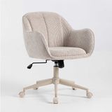 Adore Mobilya Milano Çalışma Koltuğu Vizon 60 x 80 cm-88 x 62 cm Yumuşak Kumaş ve Metal Tekerlek ile Konforlu Kullanım