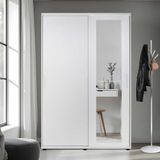 adore mobilya Porto Sürgülü Aynalı Portmanto Beyaz 120x187 cm Şık Görünüm ve Fonksiyonel Kullanım - 010 - Beyaz