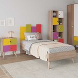 Adore Mobilya Rainbow 105x106x206 cm Sonoma Renkli Tek Kişilik Karyola