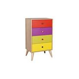 Adore Mobilya Rainbow 4 Çekmeceli Şifonyer - Sonoma-Renkli 60x104x45 cm (GxYxD)