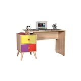 Adore Mobilya Rainbow Sonoma Sarı Yeşil 128x75x57 cm 2 Çekmeceli Çalışma Masası
