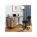 Adore Mobilya Retro 2 Çekmeceli Metal Ayaklı Çalışma Masası-Ceviz/Siyah 120x76x60 Cm - Siyah - Ceviz