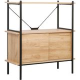 Adore Mobilya Retro 2 Raflı Sürgü Kapaklı Metal Kitaplık - Ceviz/siyah 80X92X40 cm - Ceviz - Siyah