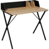 Adore Mobilya Retro Metal Ayaklı Bölmeli Çalışma Masası-Ceviz/Siyah 90x85x50 cm