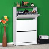 Adore Mobilya SHC-530-BY-1 Beyaz Flat Duo 3 Katlı Geniş Ayakkabılık