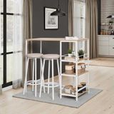 Adore Mobilya Step-Up 2 Tabureli Yüksek Ayaklı Raflı Mutfak Masa Takımı - Beyaz 100x50x100