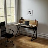 Adore Mobilya T-Cross Metal Ayaklı Raflı Çalışma Masası - Ceviz/siyah - 123 cm - Ceviz - Siyah