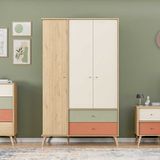 Adore Mobilya Terra Florida Meşe 121x200x54 cm Genç Odası 3 Kapılı 2 Çekmeceli Gardrop