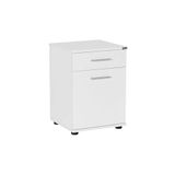 Adore Mobilya Trendline Doğal Ahşap Dokulu, Tek Çekmeceli, Kapaklı, Hareketli Raflı, Metal Kulplu, Çok Amaçlı Eşya Aksesuar Depolama Ofis Dolabı, Yatak Odası Komodin, 40 x 57 x 39 cm (Genişlik x Yükseklik x Derinlik) (Beyaz)