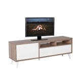 Adore Retro Wide Kapaklı Çekmeceli Tv Sehpası Latte Diamond Beyaz