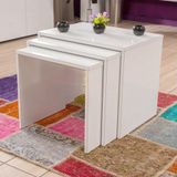 Adore Triple SHP-03-BY-1 Lake Beyaz Zigon Sehpa