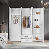 Adore White 6 Kapaklı 2 Çekmeceli Mat Beyaz Gardırop