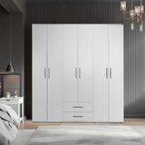 Adore White 6 Kapı 2 Çekmece Beyaz Gardırop