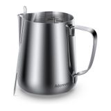 Adorever Süt Köpürtme Sürahisi 600 ml / 200 ml Buharlı Sürahi Paslanmaz Çelik Süt Kahve Cappuccino Latte Art Barista Buharlı Sürahi Sütlü Sürahi Dekorasyon Kalemi, Gümüş