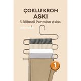 adornazzle 1 Adet Krom Çoklu Askı, 5 Bölmeli Pantolon Askısı, Metal Askılık, Dolap İçi Askılık