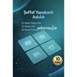 adornazzle 10 Adet 7x7 cm Şeffaf Yapışkanlı Askılık, Şeffaf Sticker, Süper Güçlü Askı, Delme Yok, Duvar Kancası