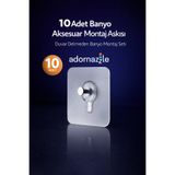 adornazzle 10 Adet Banyo Aksesuar Montaj Askısı, Şeffaf Yapışkanlı Askı Seti, Duvar Delmeden Banyo Montaj Seti