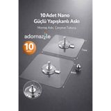 adornazzle 10 Adet Nano Güçlü Yapışkanlı Askı, Şeffaf Vidalı Askılık, Montaj Askı, Çerçeve Tutucu