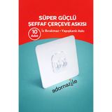 adornazzle 10 Adet Süper Güçlü Şeffaf Çerçeve Askısı, Duvar Delmeyen Kanca, İz Bırakmaz Askı, Yapışkanlı Askı