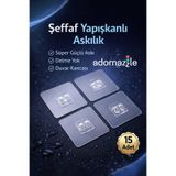 adornazzle 15 Adet 7x7 cm Şeffaf Yapışkanlı Askılık, Şeffaf Sticker, Süper Güçlü Askı, Delme Yok, Duvar Kancası