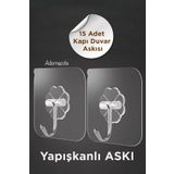 adornazzle 15 Adet Kapı Duvar Askısı, Kendinden Yapışkanlı Şeffaf Askı, Güçlü Kapı Askısı, 6X6cm