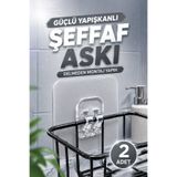 adornazzle 2 Adet Güçlü Yapışkanlı Çerçeve Askısı, Şeffaf Askı, Delmeden Montaj, Pratik Duvar Askısı