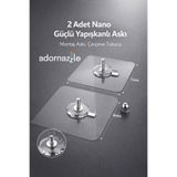 adornazzle 2 Adet Nano Güçlü Yapışkanlı Askı, Şeffaf Vidalı Askılık, Montaj Askı, Çerçeve Tutucu