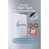 adornazzle 20 Adet Süper Güçlü Neme Dayanıklı Askı, Banyo Duvarı Vida Askılık, Suya Dayanıklı Yapışkanlı Askı
