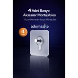 adornazzle 4 Adet Banyo Aksesuar Montaj Askısı, Şeffaf Yapışkanlı Askı Seti, Duvar Delmeden Banyo Montaj Seti