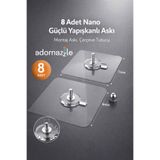 adornazzle 8 Adet Nano Güçlü Yapışkanlı Askı, Şeffaf Vidalı Askılık, Montaj Askı, Çerçeve Tutucu