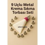 adornazzle 9 Uçlu Metal Krema Sıkma Torbası Seti, Paslanmaz Çelik Uçlu Pasta Torba Set