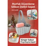 adornazzle Askılı Evye Süngerliği ve Deterjan Düzenleyici, Silikon Delikli Mutfak Sepeti