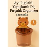 adornazzle Ayı Figürlü Yapışkanlı Diş Fırçalık Organizer, Süper Yapışkanlı, Delme Gerektirmez 1 Adet