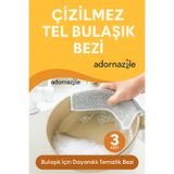 adornazzle Çizilmez Tel Bulaşık Bezi, Telli Ovma Bezi, Mutfak İçin Dayanıklı Temizlik Bezi