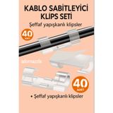 adornazzle Güçlü Yapışkanlı Kablo Sabitleyici Şeffaf Kablo Tutucu Kablo Toplayıcı 40 Adet