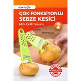 adornazzle Mini Çelik Soyucu ve Rende, Çok Fonksiyonlu Sebze Kesici, Sebze Doğrayıcı 2 Adet