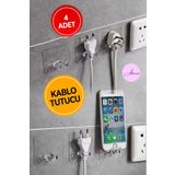adornazzle Süper Yapışkanlı Kanca, Kablo Tutucu, Çok Amaçlı Kablo Kancası 4 Adet