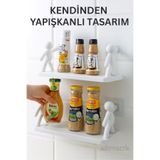 adornazzle Yapışkanlı Banyo Rafı, İnsan Motifli Duvar Rafı, İnsan Figürlü Banyo Rafı