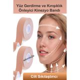 adornazzle Yüz Gerdirme ve Kırışıklık Önleyici Kinezyo Bandı, Yüz Yogası Bandı, Cilt Sıkılaştırıcı 5cmx5m