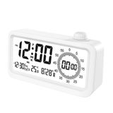 adornist - Dijital Çalar Saat ve Geri Sayım Zamanlayıcı - Döner Düğmeli Sessiz Masa Saati, Sıcaklık/Tarih Göstergeli LCD Ekran, 3 Alarm, Erteleme, Gece Lambası - Öğrenci/Ofis/Mutfak, Beyaz