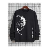 Adrift Unisex Kadın/Erkek Siyah Anime Yaşam Oversize Bisiklet Yaka Pamuklu Sweatshirt ANİMEYAŞAM-ŞİZOFREN-