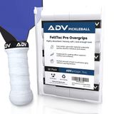 ADV Pickleball Kavrama Bandı - Çok Dayanıklı, Ter Emici, Kuru ve Rahat FeltTac Pickleball Kürek Tutamakları - Kullanımı Kolay ve Kürek Sapınıza Takılması Kolay, 12'li Paket, Beyaz