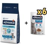 Advance Cat Sterilized Hindili Kısırlaştırılmış Yetişkin Kedi Maması 15 kg + 6 Adet Advance Hindili Kısır Kedi Pouch Yaş Maması 85 gr