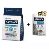 Advance Hairball Hindili Kısırlaştırılmış Kedi Maması 10 kg + 12 Adet Advance Hindili Kısır Kedi Pouch Yaş Maması 85 gr