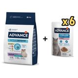 Advance Hairball Hindili Kısırlaştırılmış Kedi Maması 10 kg + 6 Adet Advance Hindili Kısır Kedi Pouch Yaş Maması 85 gr