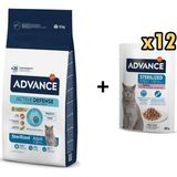 Advance Hindili Kısırlaştırılmış Kedi Maması 15 kg + 12 Adet Advance Hindili Kısır Kedi Pouch Yaş Maması 85 gr